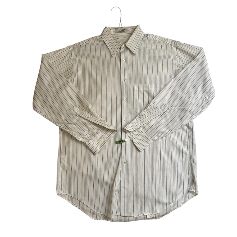 Brettons Men’s Pinstriped White Dress Shirt 15 1/2 33